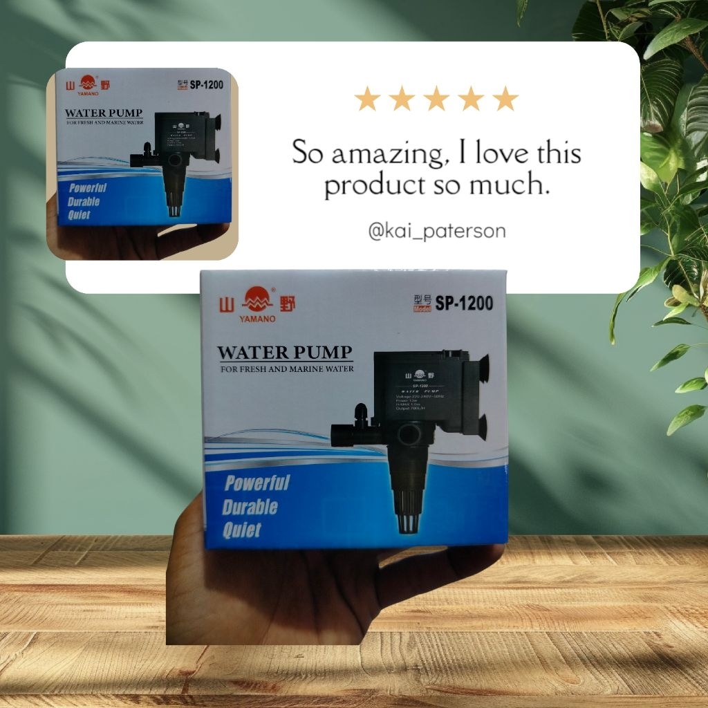 pompa celup serbaguna untuk akuarium, hidroponik, atau kolam kecil, dengan daya listrik sekitar 13 W