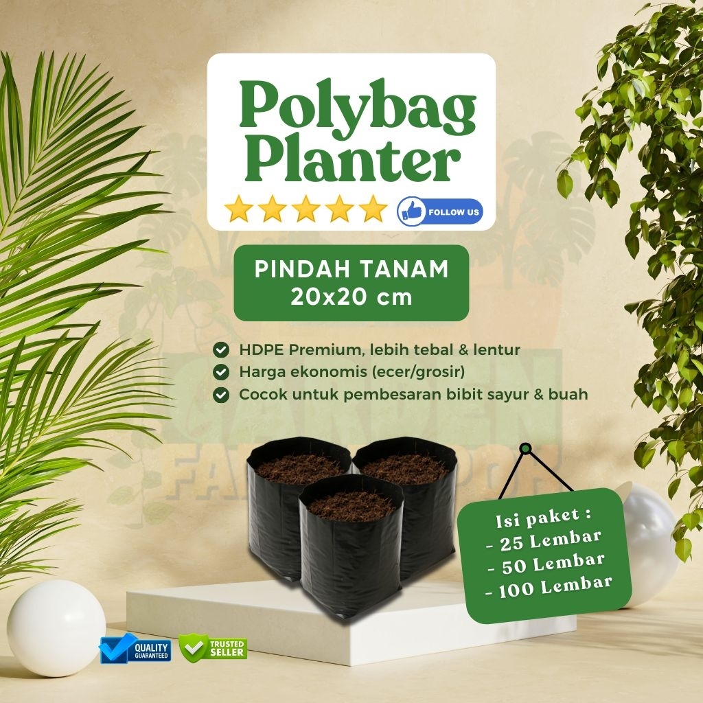 Polybag Tanaman 20x20 cm (Ecer/Grosir) - Polybag Plastik Sedang Pindah Tanam Sayuran & Tanaman Hias