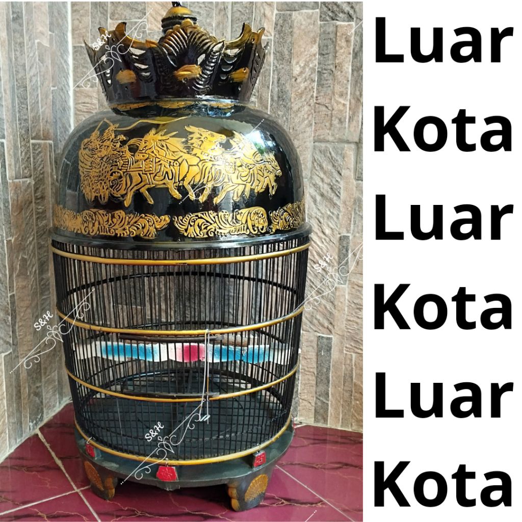 (LUAR KOTA) Sangkar Perkutut Fiber Mahkota Mayangkara Motif Kereta Timbul