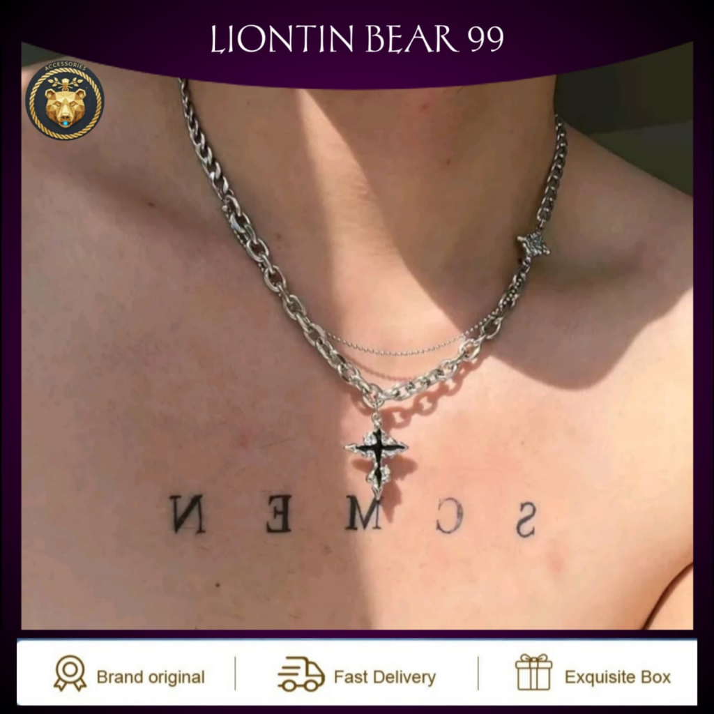 Kalung Salib Pria dengan Desain Elegan dan Klasik - Moden Korean Aesthetic