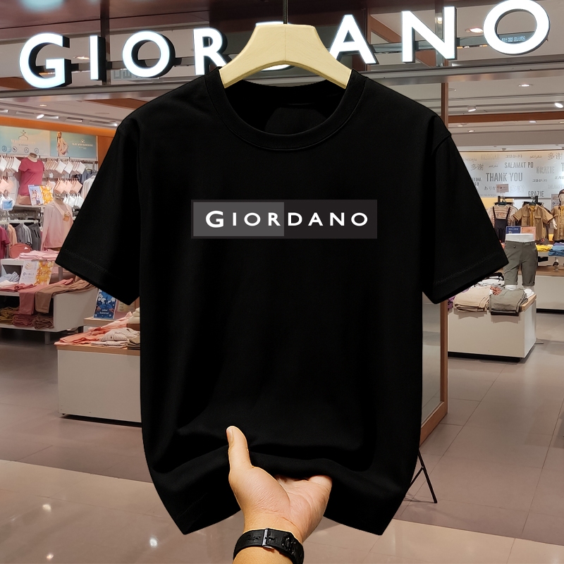 GIORDANO Kaos Pria Original T-shirt Katun Lembut Simpel & Modern