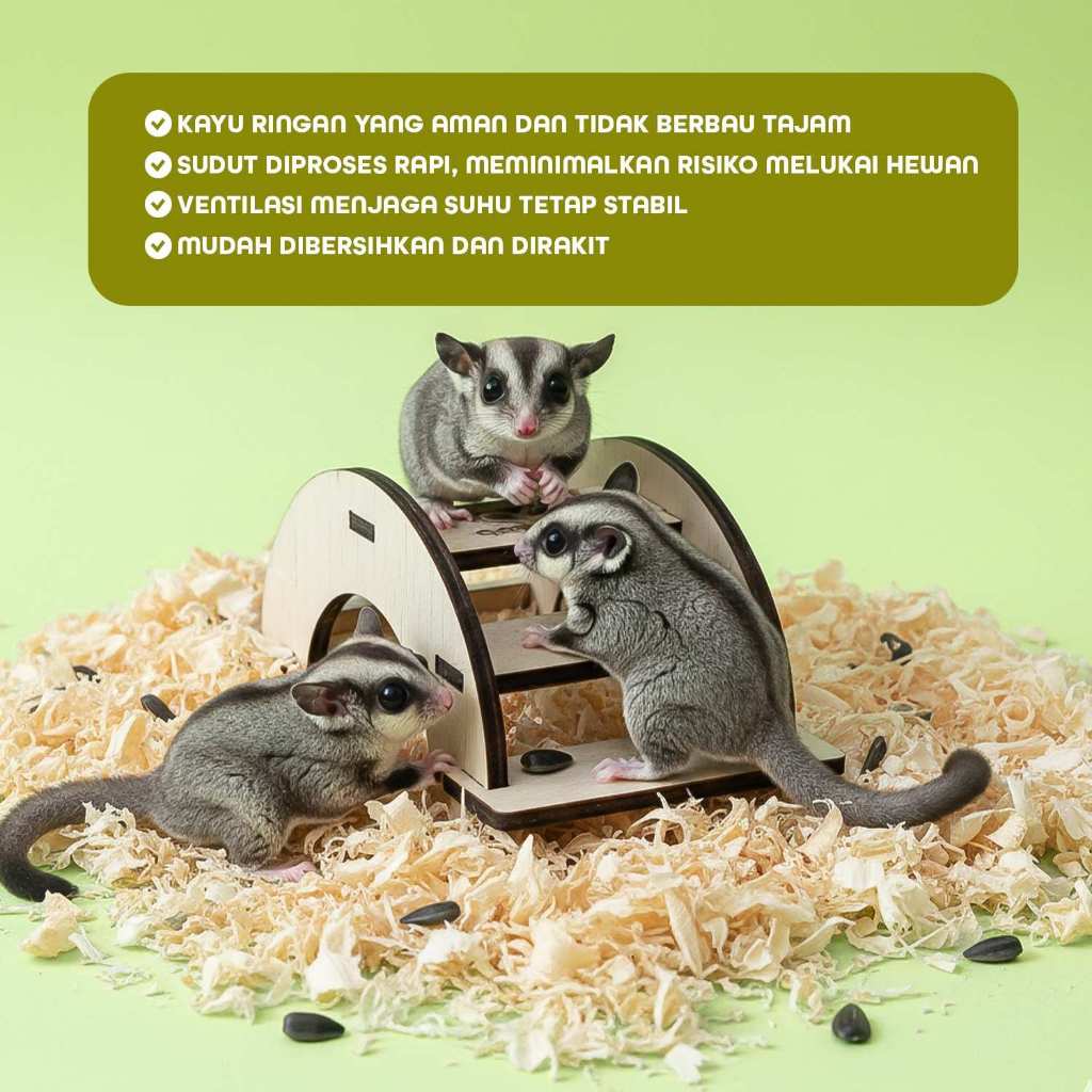 ADEWAP GLIDER Jembatan Mini Laser Cut Mainan Kayu Sugar Glider Hamster Marmut Tempat Bersembunyi & Bermain Hewan Kecil