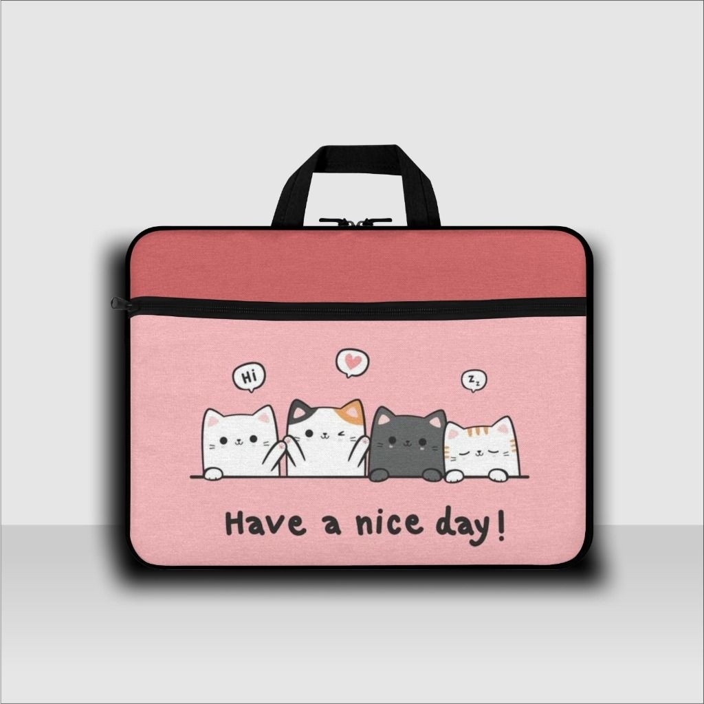 Tas Laptop Lucu/Tas Laptop Jinjing Motif Kucing Kekinian Lenovo acer samsung Terbaru