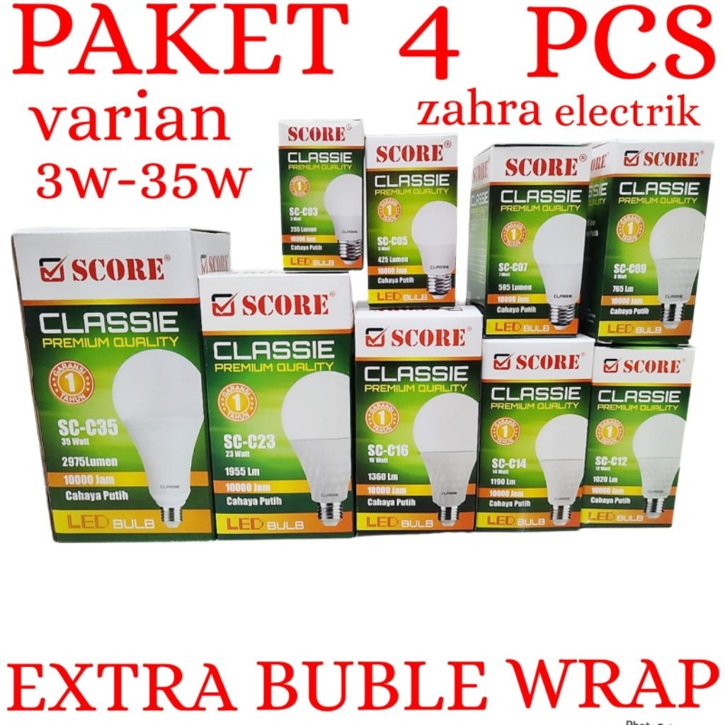 BOHLAM LED SCORE CLASSIE CAHAYA PUTIH / LAMPU LED SCORE 3W-35W PAKET 4 PCS