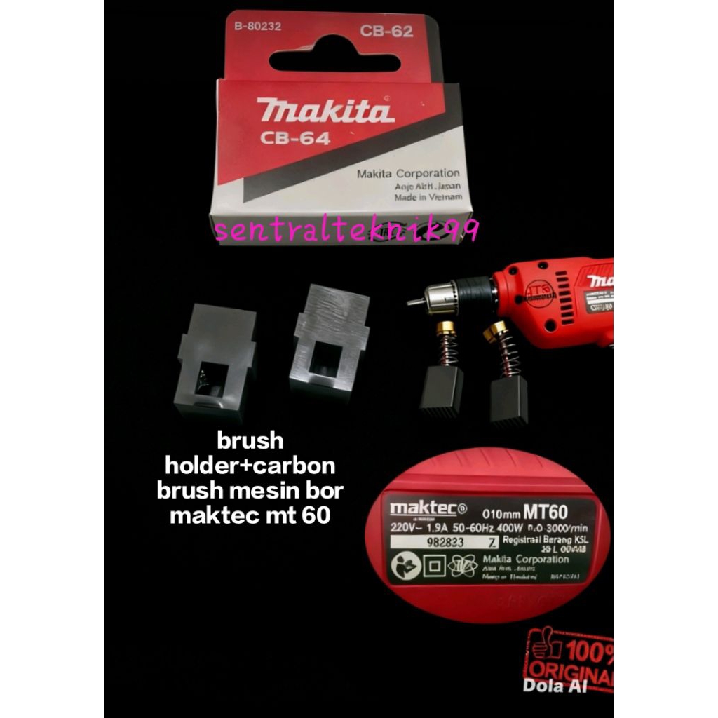 brush holder+ carbon brush mesin bor maktec mt 60