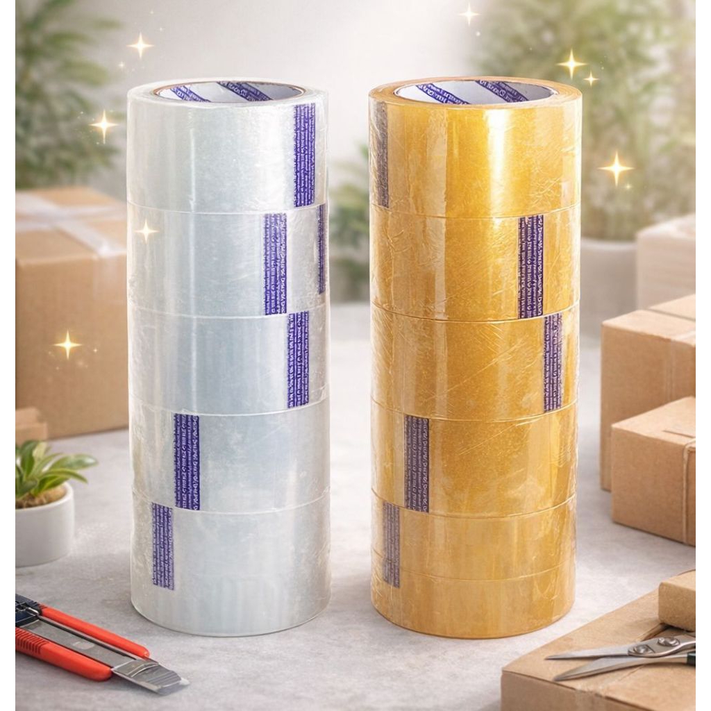 Lakban NACHI Isi 6 Roll | Lakban Packing Kuat & Lengket | Bening / Coklat di