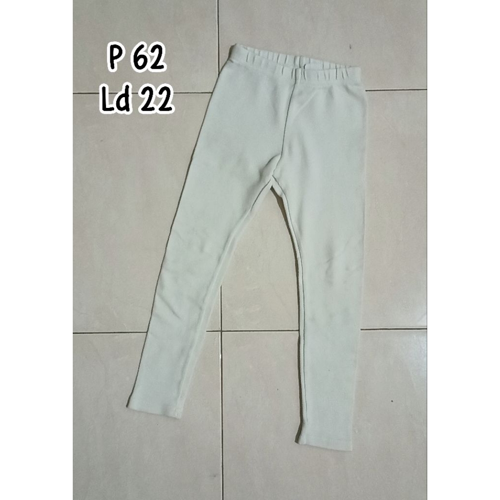 PL - celana legging putih anak perempuan 5-6 tahun pinggang karet bawahan panjang celana jalan santa