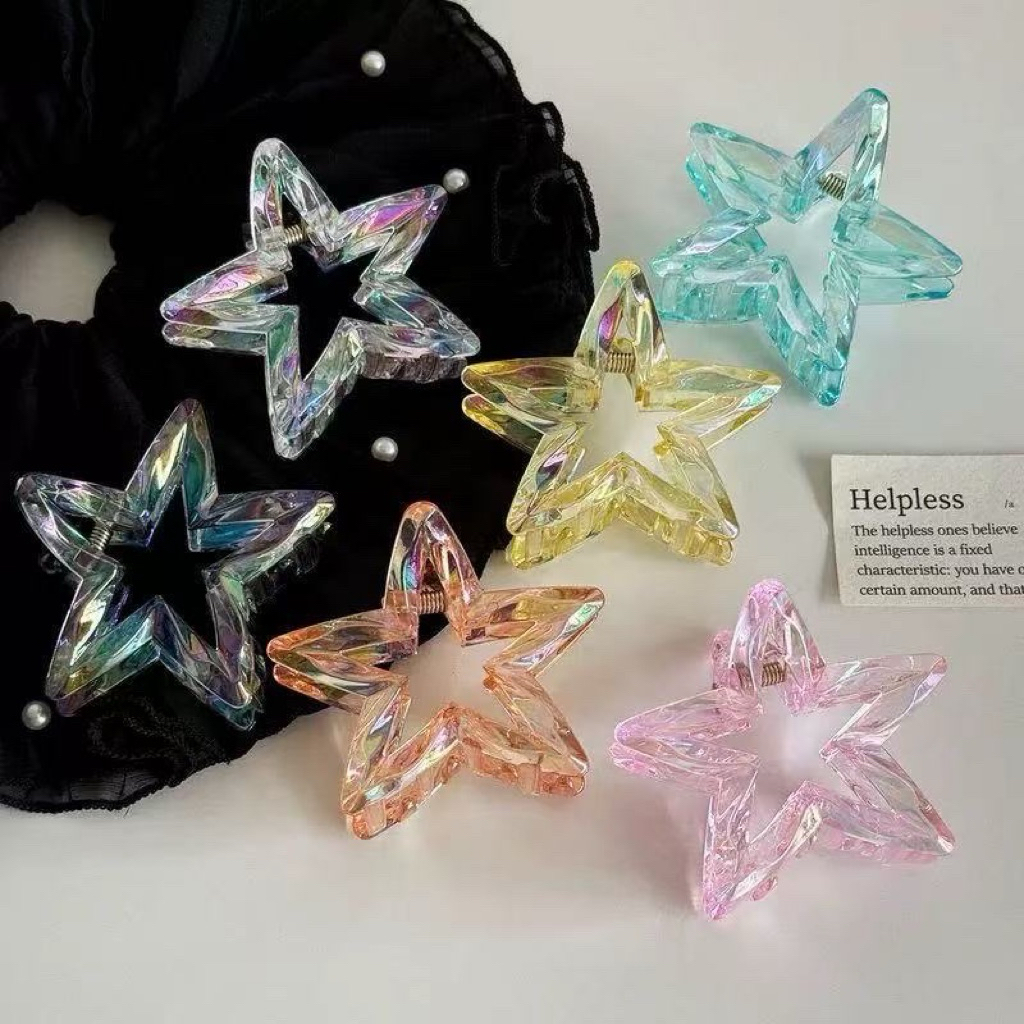 Jepit Rambut Bintang / Jedai Rambut Bintang Transparan Warna 7 Cm