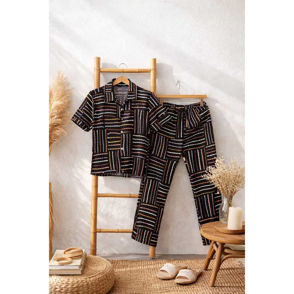 Pajamas piyama anak set rayon perempuan usia 6-12 thn lengan pendek