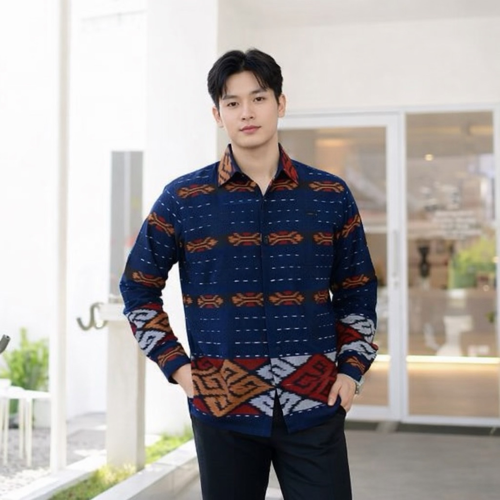 KEMEJA TENUN TORAJA / KEMEJA TENUN PRIA / KEMEJA TENUN BLANGKET PRIA