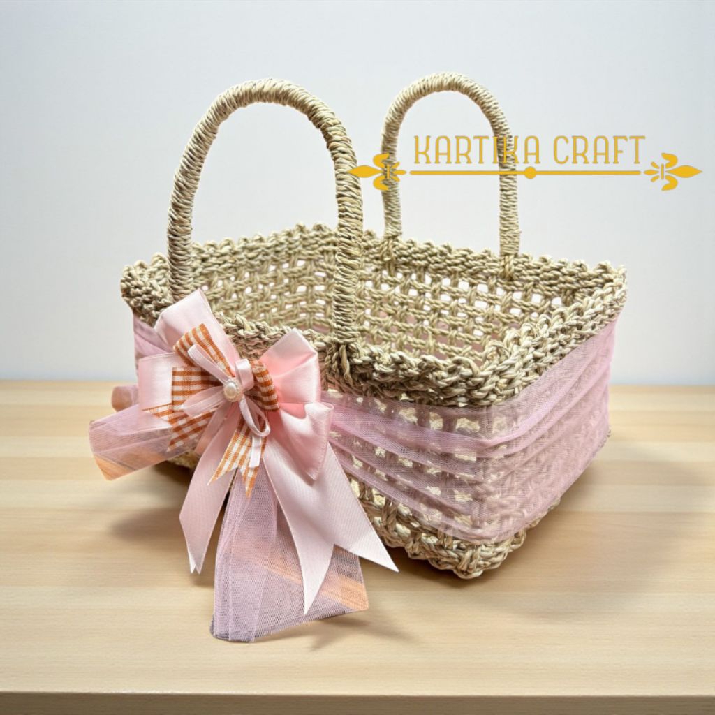 Tas Rara Hampers Pita - Tile Toples Anyaman Pandan Lilit Natural