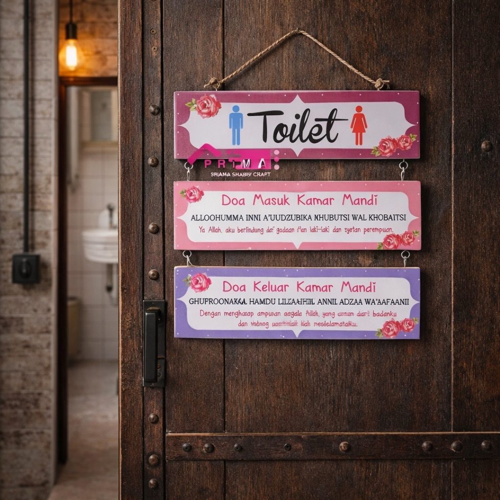TOILET DOA DO'A MASUK KELUAR KAMAR MANDI WALLDECOR HIASAN PAJANGAN DEKORASI DINDING SHABBY CHIC 001