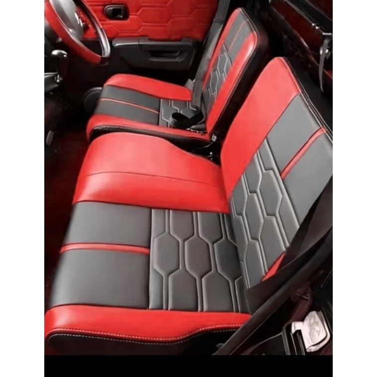 jok/cover jok/bungkus jok untuk mobil pick up new carry, gran max, l300 variasi hitam tengah motif t