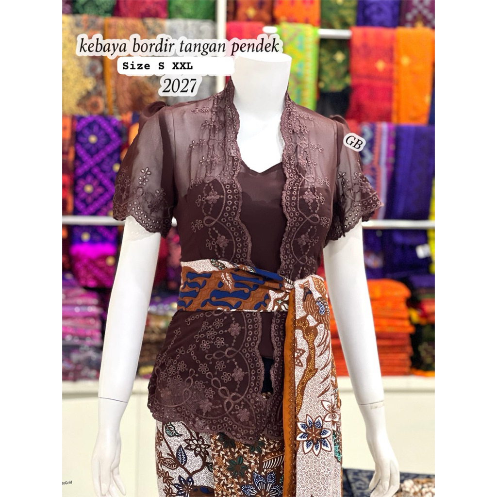 kebaya jadi pendek sutra creft bordir/kebaya bali/kebaya bordir sutra motif terbaru