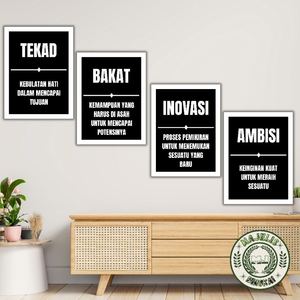 Hiasan Dinding Kata Kata Motivasi Satu Set Dekorasi Kamar Cowok - Majelis Bingkai