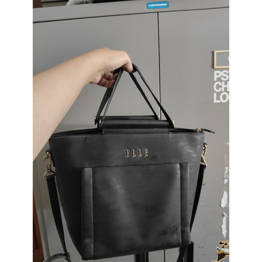 Original Elle Bag - Hitam Kombinasi Abu