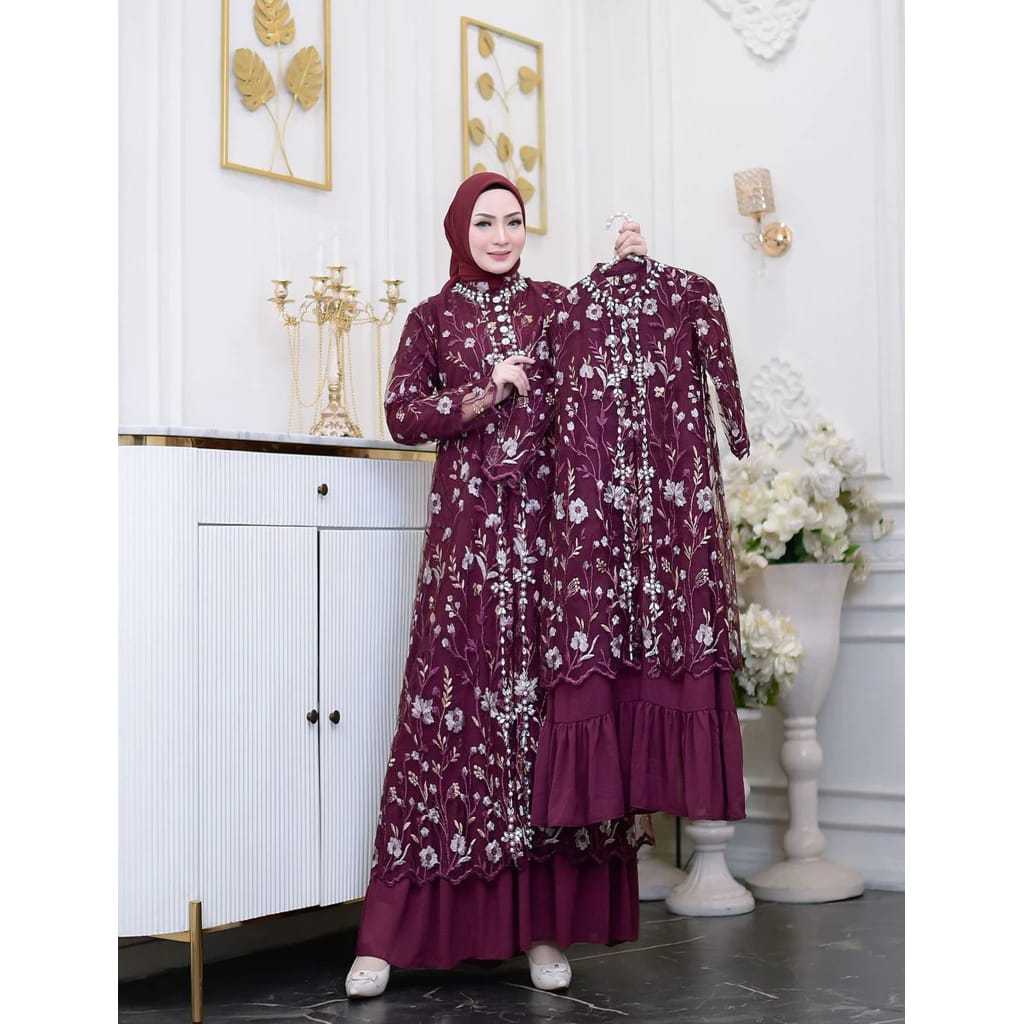 alyona couple mom & kids set gamis couple pesta ibu & anak perempuan brokat tilledot premium