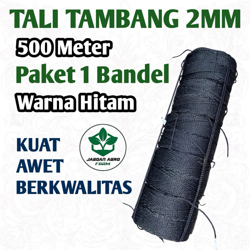 Tali Tambang 2mm 500 Meter Hitam Paket 1 Bandel - Tali Tampar - Tali Layangan - Tali Salaran
