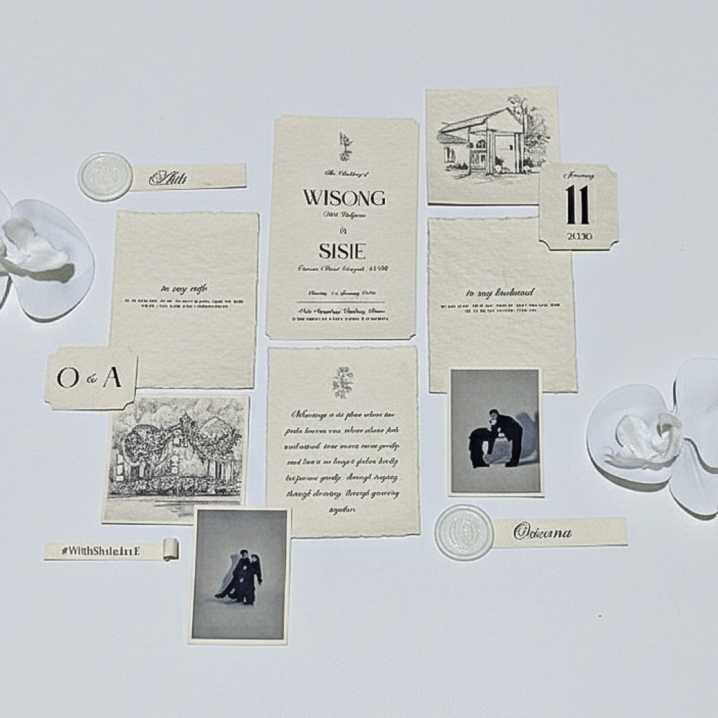 Wedding Keepsake Aesthetic Paper Properti Pernikahan Konten Video Cinematic Flatlay Wedding Vows Han