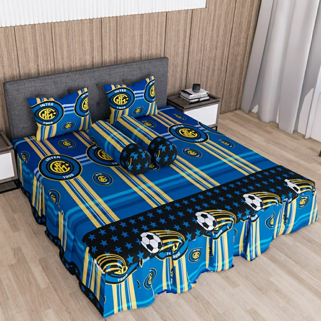 Adela sprei  motif bola Inter milan all size 100x200 / 120x200 / 140x200 / 160x 200 / 180x200.Sprei 