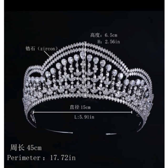 mahkota pengantin zircon Luna cantik mewah lentur pengantin