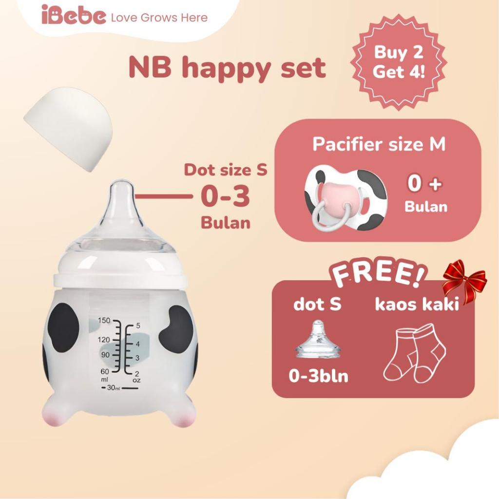 {buy2get4} dot S HItam empeng free  MooMoo ibebe baby bundle silicon botol susu + Empeng new born se