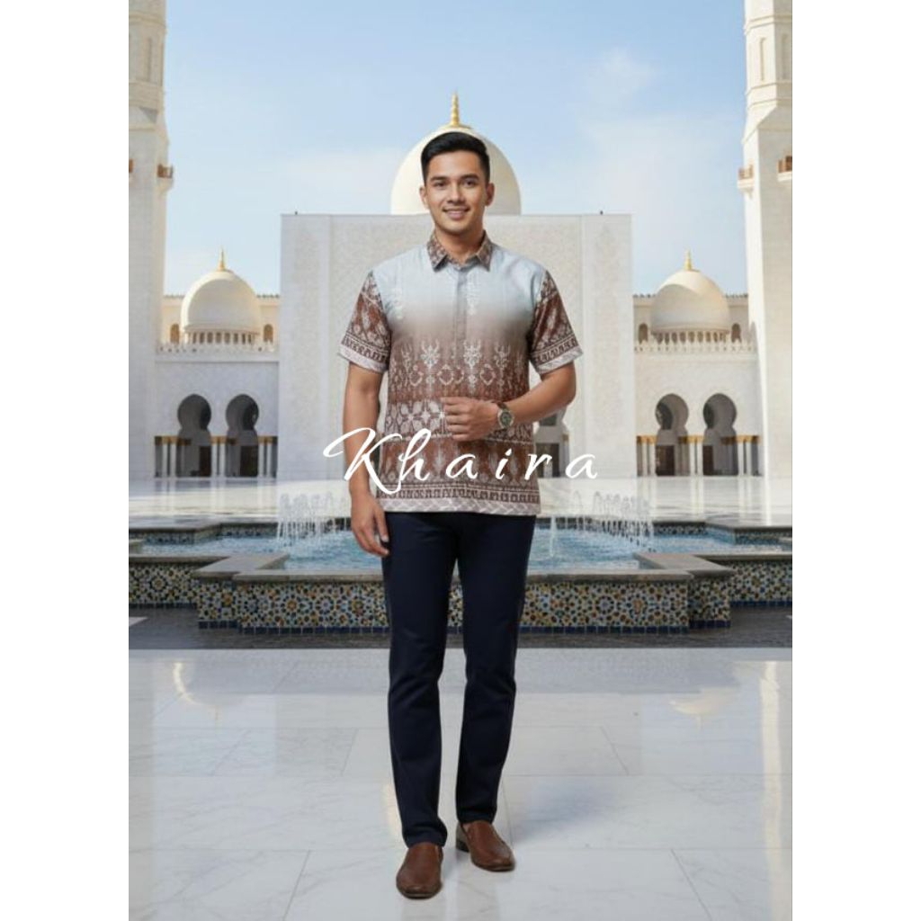 Kemeja Pria Lengan Pendek | Etnika Raya Satin Silk