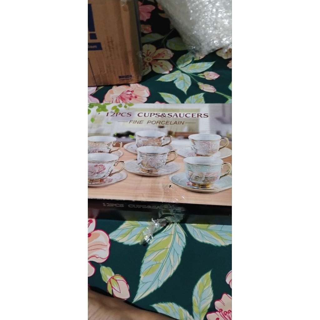 gelas set hias 12 pcs