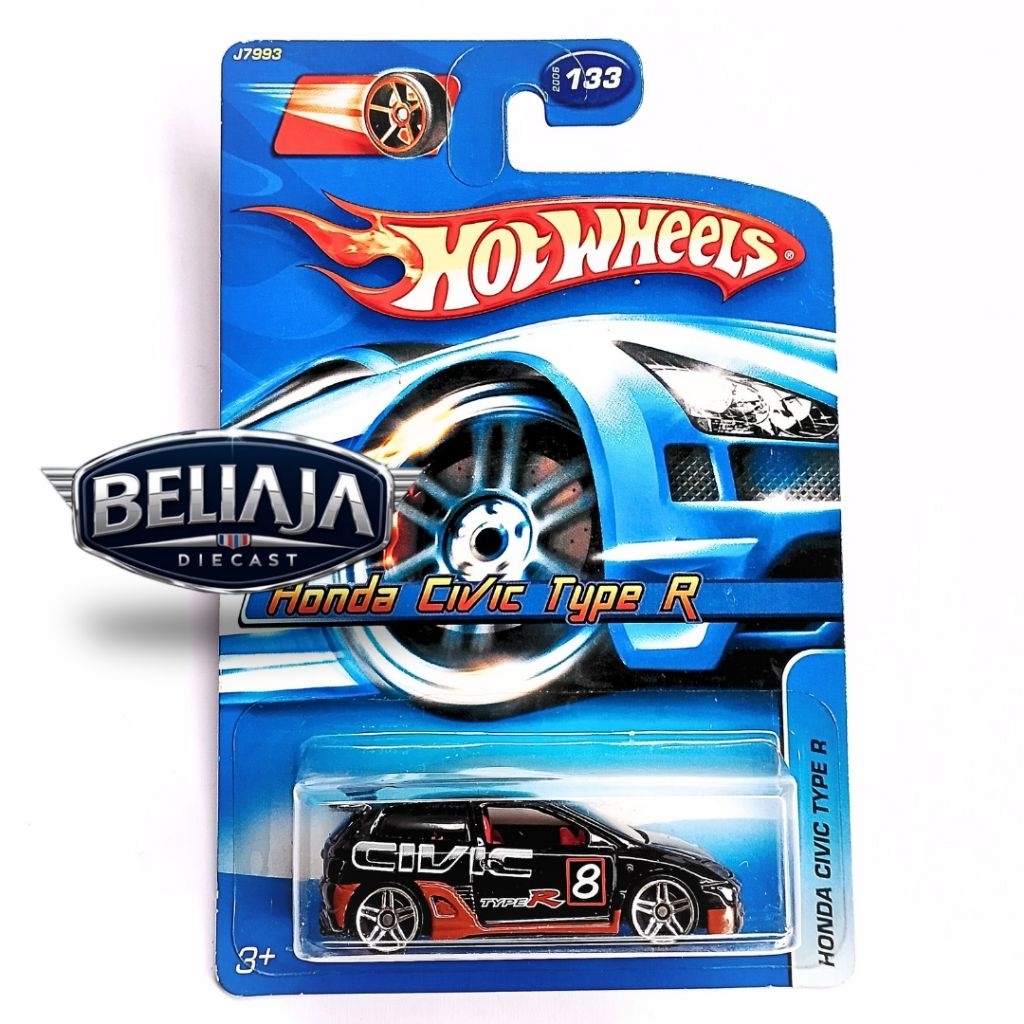HOT WHEELS HONDA CIVIC TYPE R NO.8 BLACK BLUE CARD