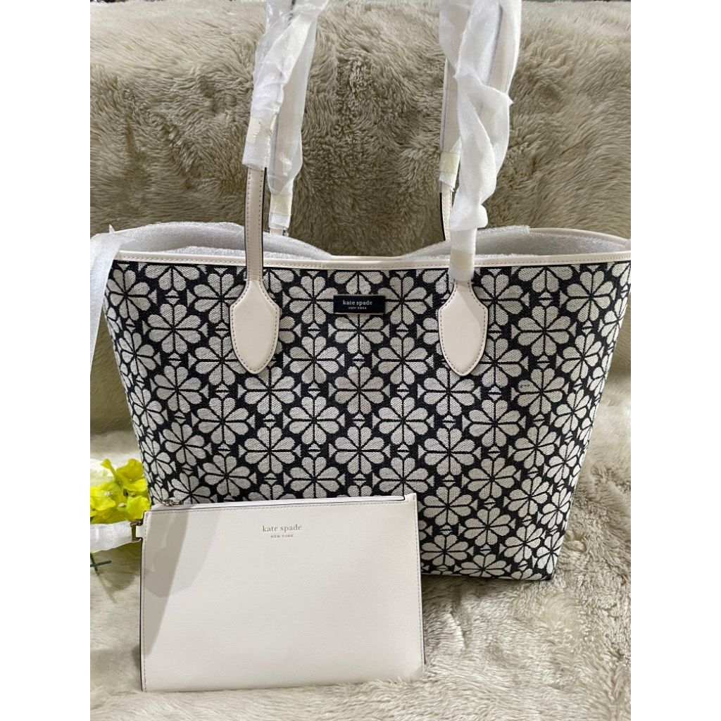 KS FLOWER TOTE JACQUARD CHARCOAL