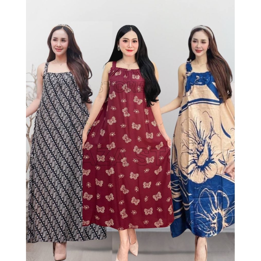 paket bundling 3pc longdress yukensi tali karet bahan santung premium