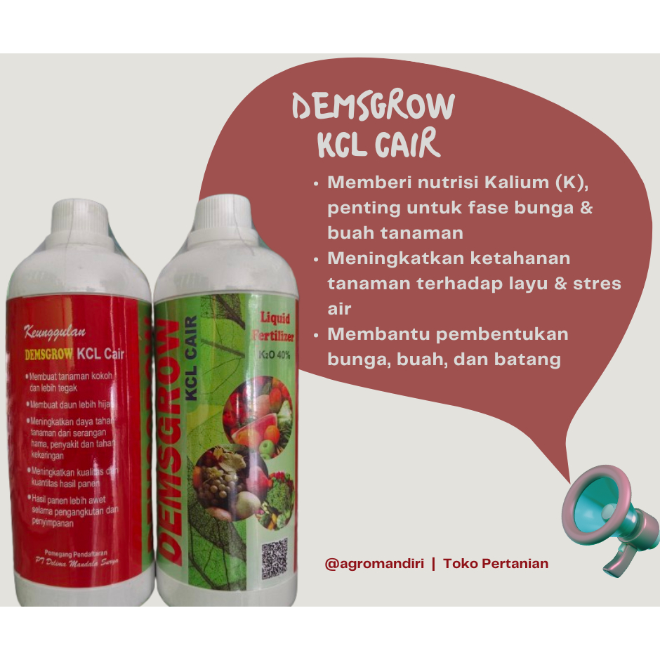 Demsgrow KCL Cair Pupuk Kalium untuk Tanaman Buah & Sayur