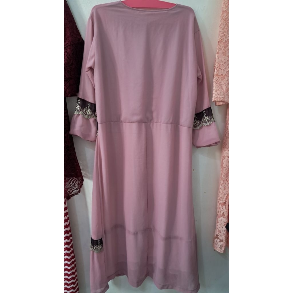 Baju Gamis Muslim Wanita Warna Pink Ukuran XXL - Preloved / Bekas