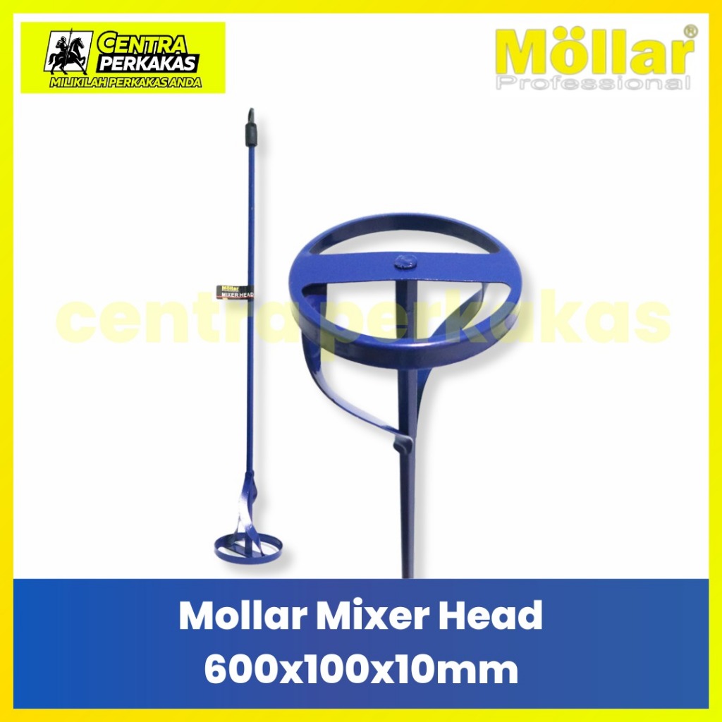 Mollar Mata Pengaduk Cat 60cm x 10cm Mixer Head Aduk Semen Beton Epoxy Bor Listrik