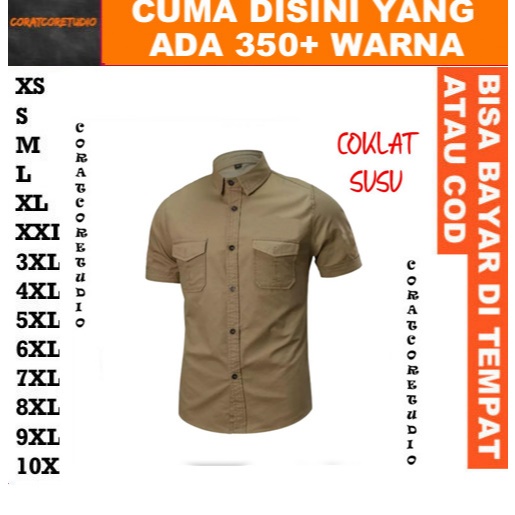 READY STOCK REALPIC GRAYWOLF CORATCORETUDIO Hem Cowok Kemeja Pria Jumbo Big Size Lengan Pendek Polos