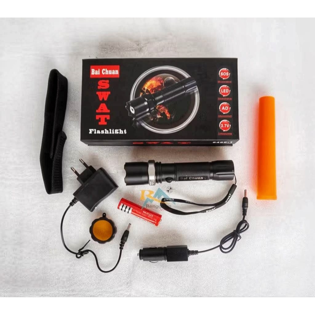 Senter police SWAT 99000W flashlight LED emergency light lampu camping