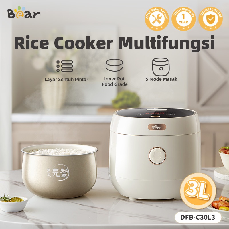 Bear Electric Rice Cooker 3L Penanak Nasi Multifungsi Pot Keramik Premium- Panci Keramik Pottery Cry