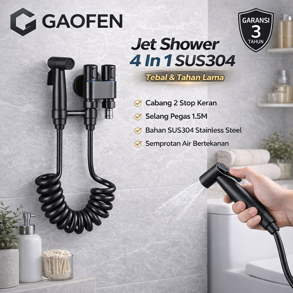 Jet Shower Toilet Set SUS304 | Semprotan WC Stainless | Anti Karat Tahan Lama