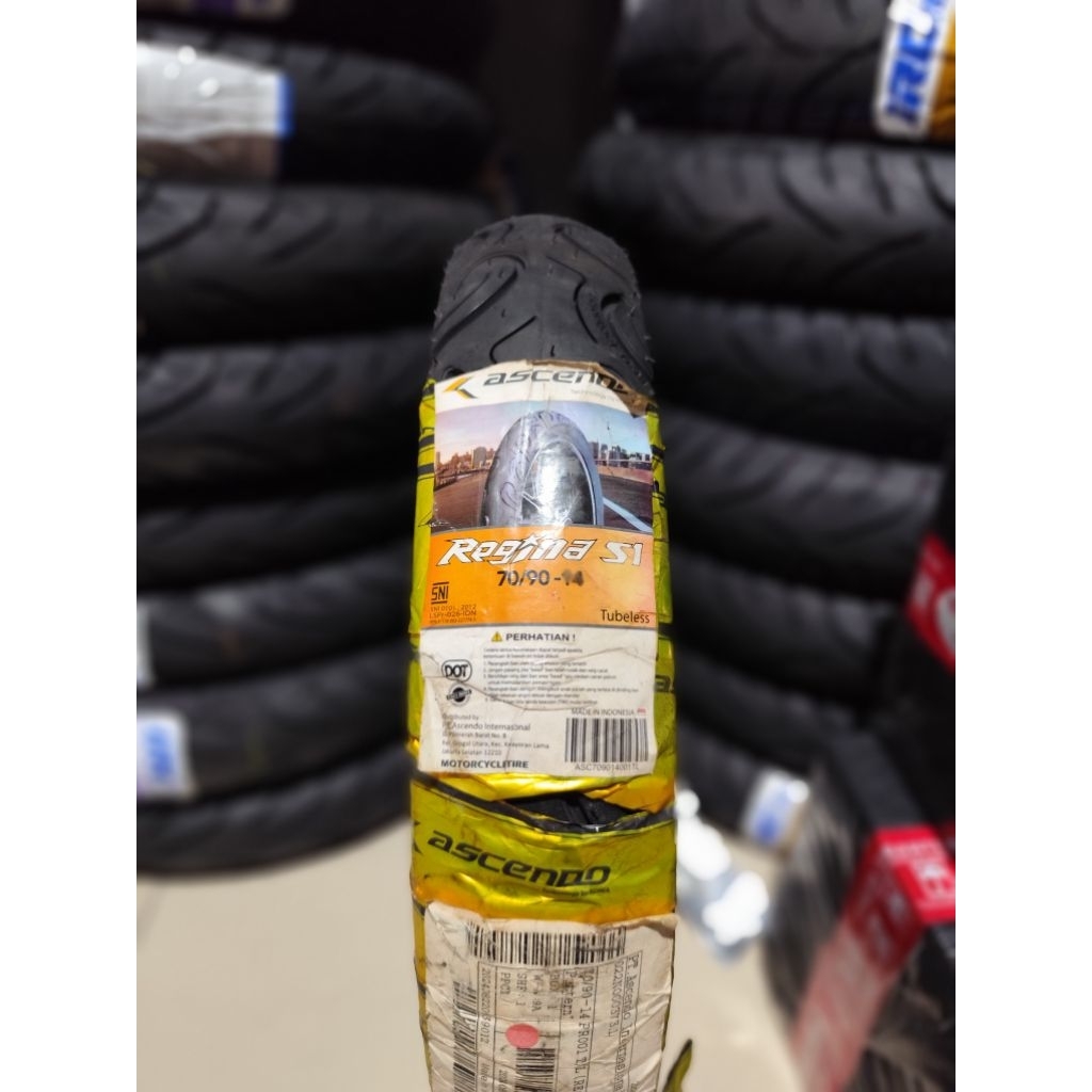 Ban Motor Tubeless Ascendo Regina S1 70/90-14 Desain Sporty & Grip Maksimal