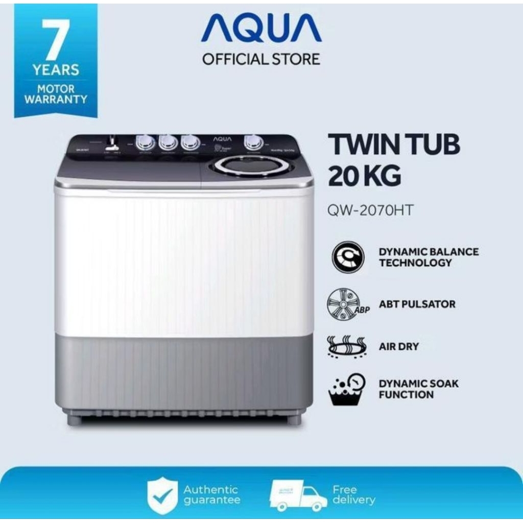MESIN CUCI AQUA 2TABUNG 20KG QW-2070HT