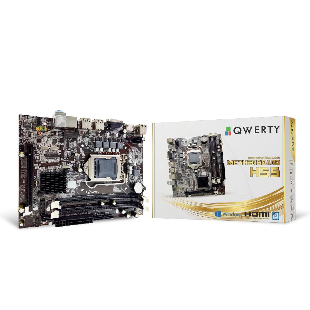 Qwerty Motherboard H55 LGA 1156 DDR3 with NVME