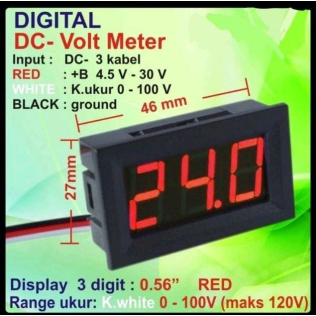 VU meter DC /Volt meter DC/DC Voltmeter 0-100V 3kabel/DC meter