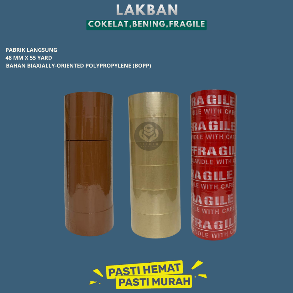 Lakban OPP Fragile / Isolasi Lakban / Lakban OPP Tape Kuat & Tahan Putus / NGF