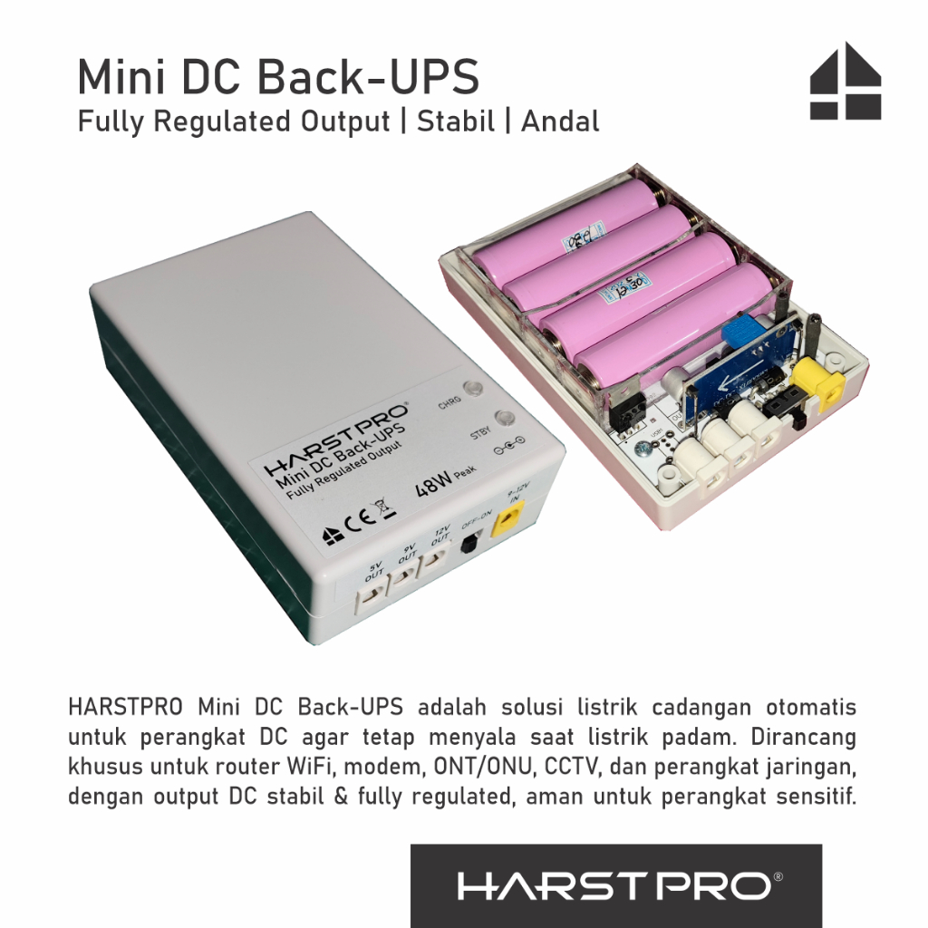 HARSTPRO : Mini DC Back-UPS / Router UPS 5V 9V 12V / UPS Mini DC CCTV Wifi Router