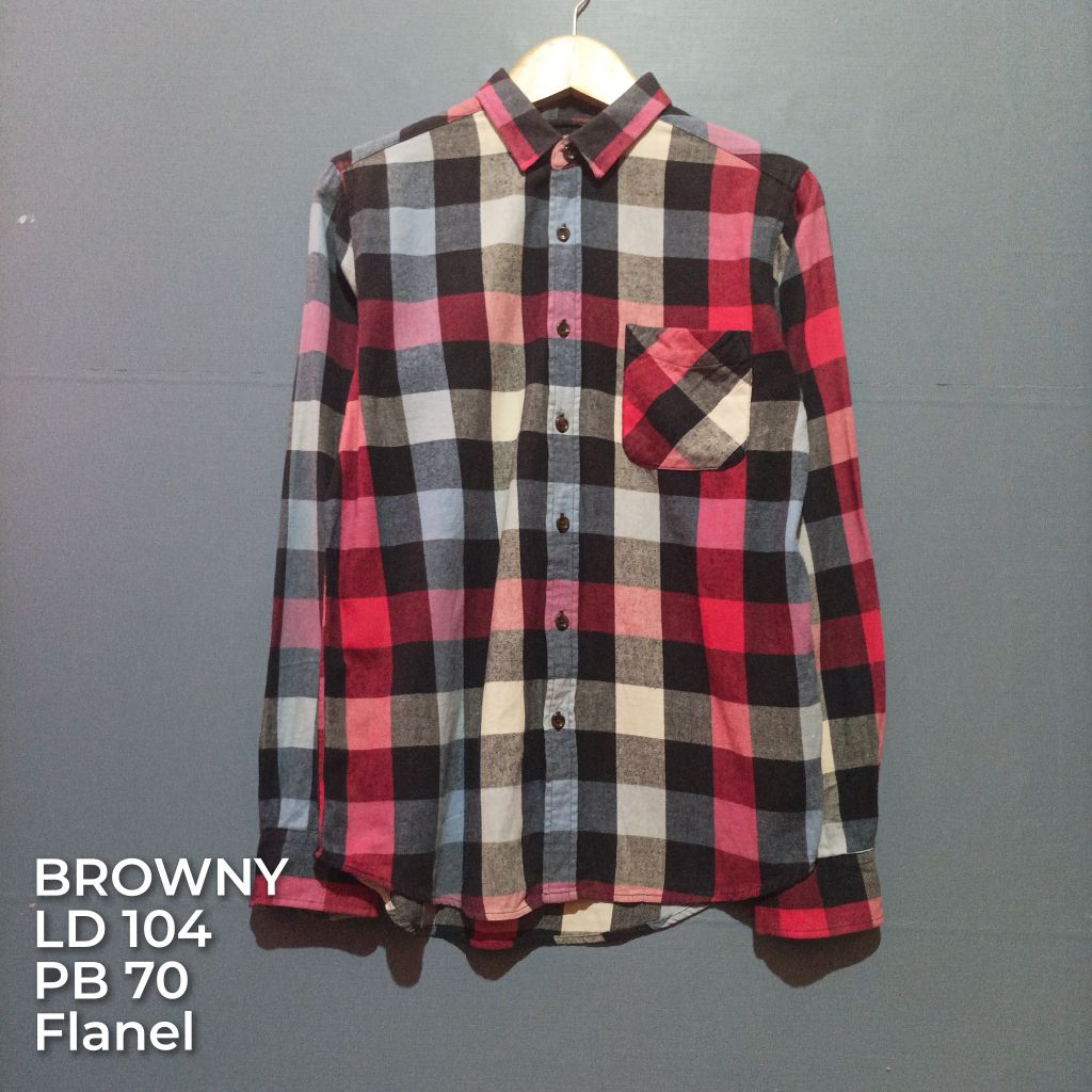 kemeja flanel lengan panjang second brand BROWNY| bekas pakai second
