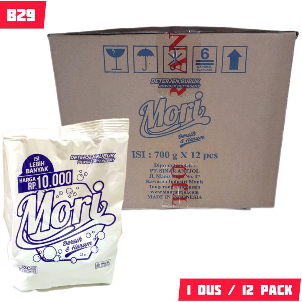Sekarton 12 Pack Deterjen Bubuk Mori Anti Noda 700gr Laundy