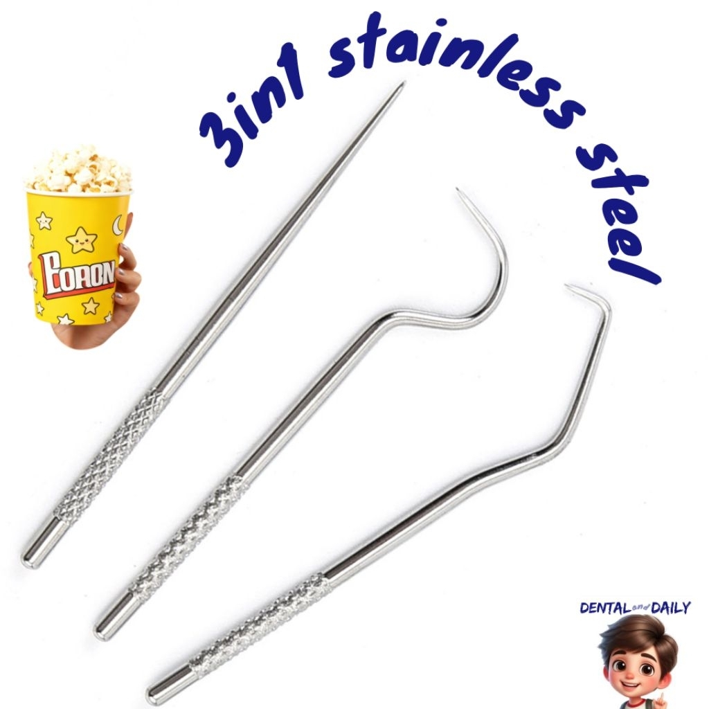 Tusuk gigi 3in1 stainless steel sonde kecil travel