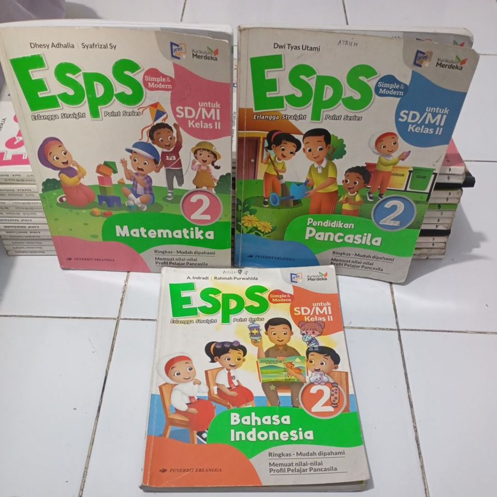 BUKU ESPS 2 SD ERLANGGA KURIKULUM MERDEKA/MATEMATIKA/PENDIDIKAN PANCASILA/BAHASA INDONESIA