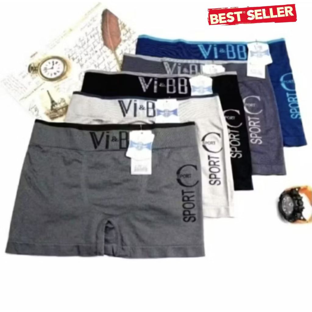 grosir 6 Pcs cd boxer pria Vi&bb seamless / celana dalam boxer vibb cowok anti gerah