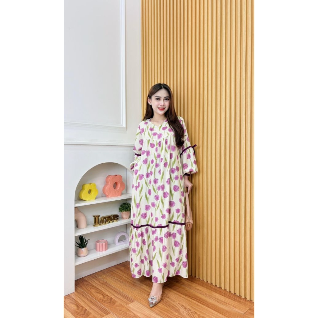 Aretha Dress by Fanessa/ Gamis model tangan balon